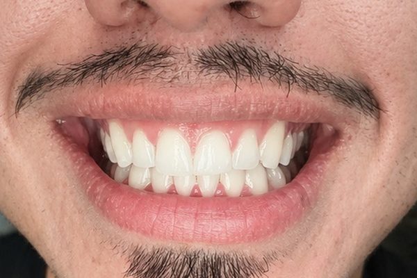 The same client after whitening at Certified Glow Studio, noticeably whiter teeth